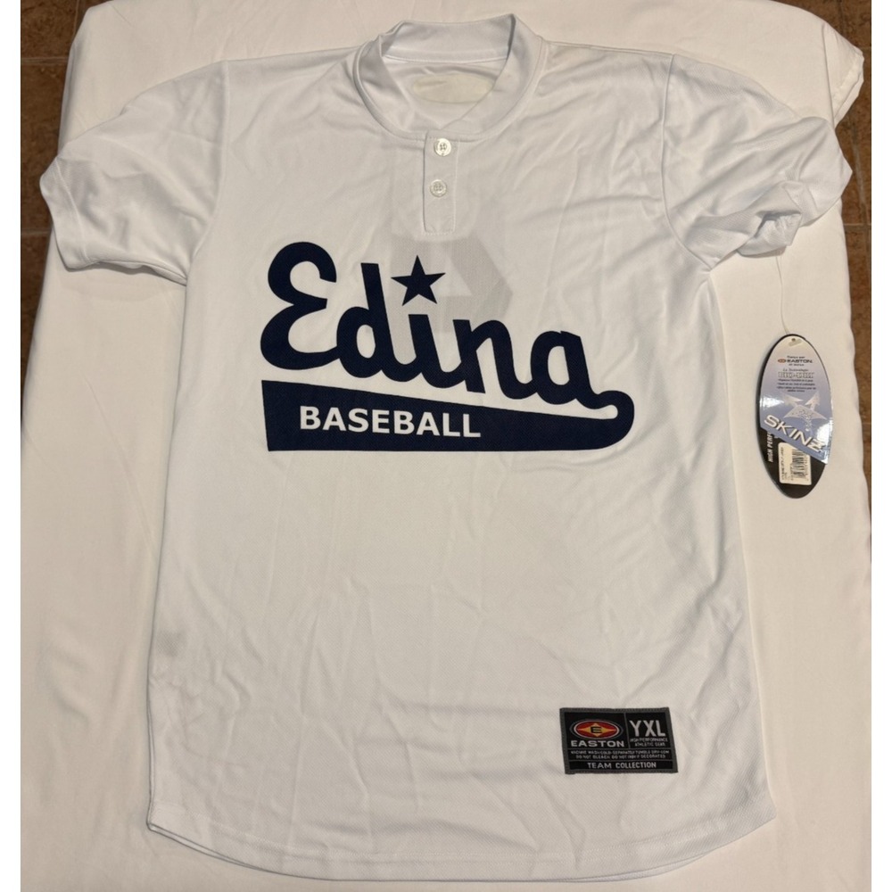 Easton Edina Baseball Shirt - White - #4 - Size Youth XL - NEW With Tags